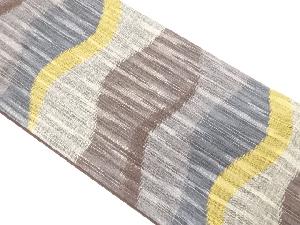 手織り真綿紬　よろけ横段模様織り出し袋帯